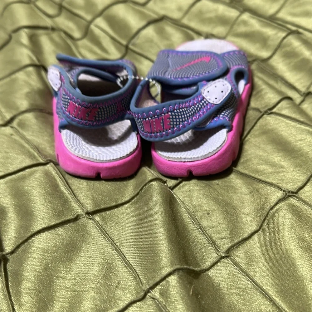 Nike Pink and Gray Toddler Sporty Sandals with Velcro Strap